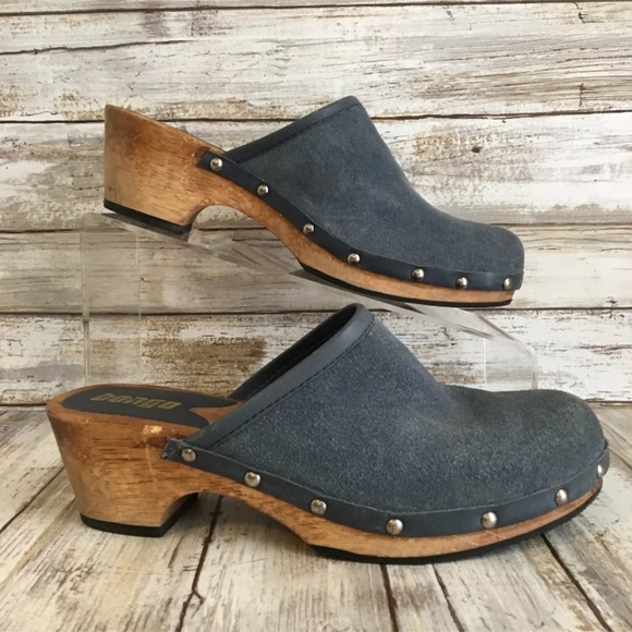 BONGO Shoes - Vintage Bongo Blue Suede Wooden Studded Clogs 6